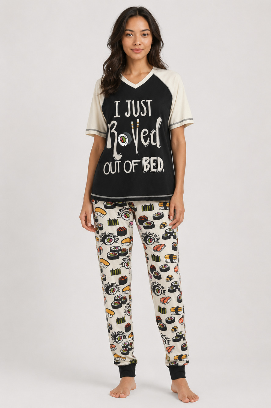 Lazy One I Just Rolled Out of Bed Womens Sushi Pajama Lounge Set Size XS New